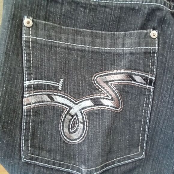 5ive Jungle & Co. Denim Jeans Men Size 32 Black Embroidered Back Pockets - Picture 6 of 13